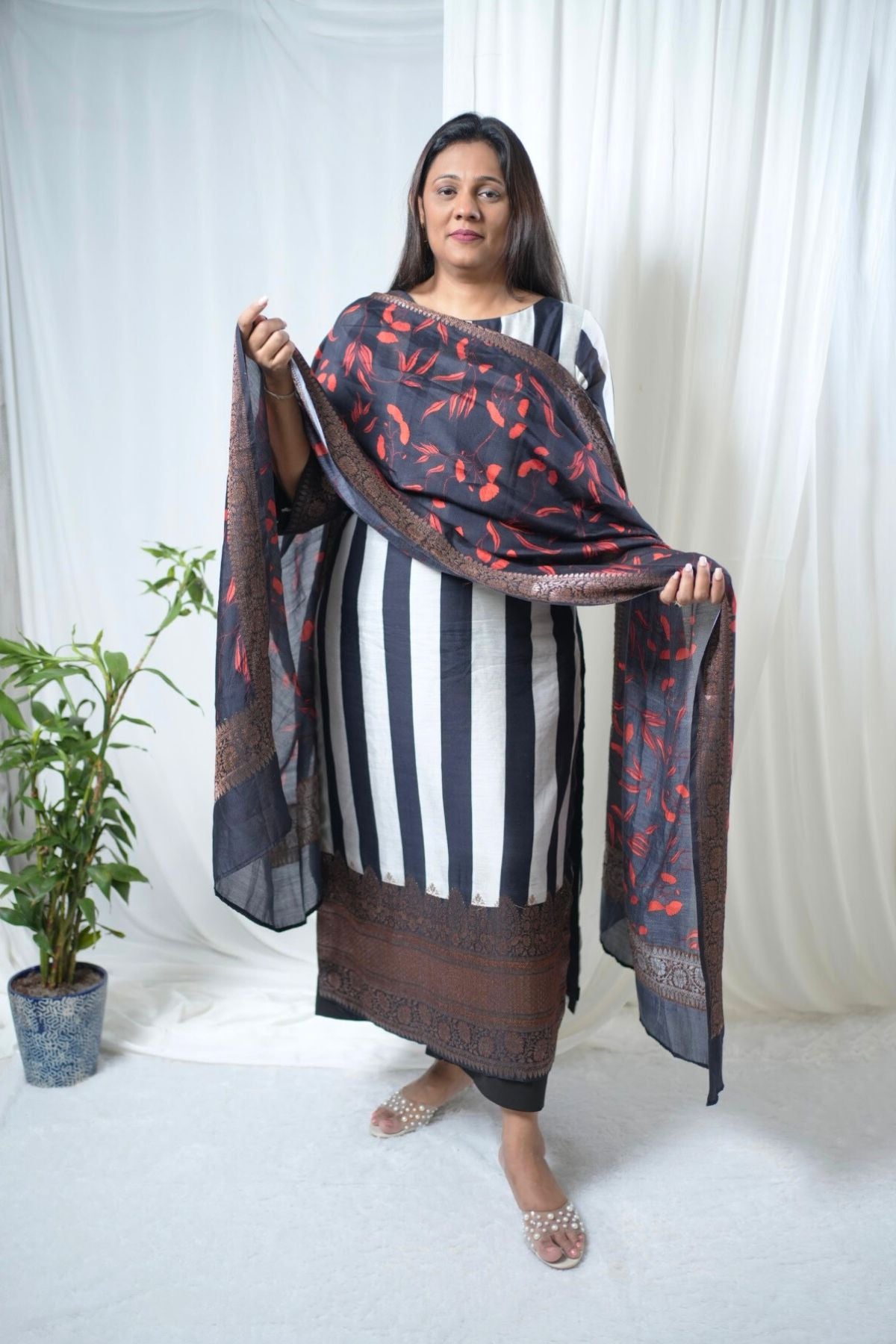 Pure Chanderi Silk Digital Print Suit Set