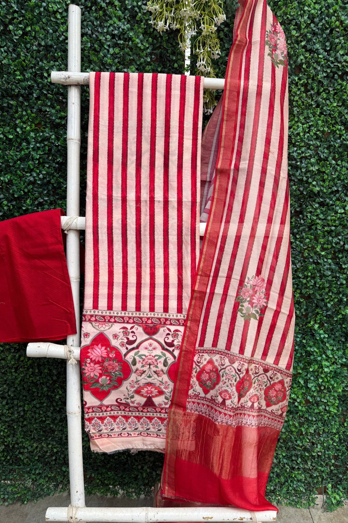 Red – Pure Chanderi Silk Digital Print Suit Set