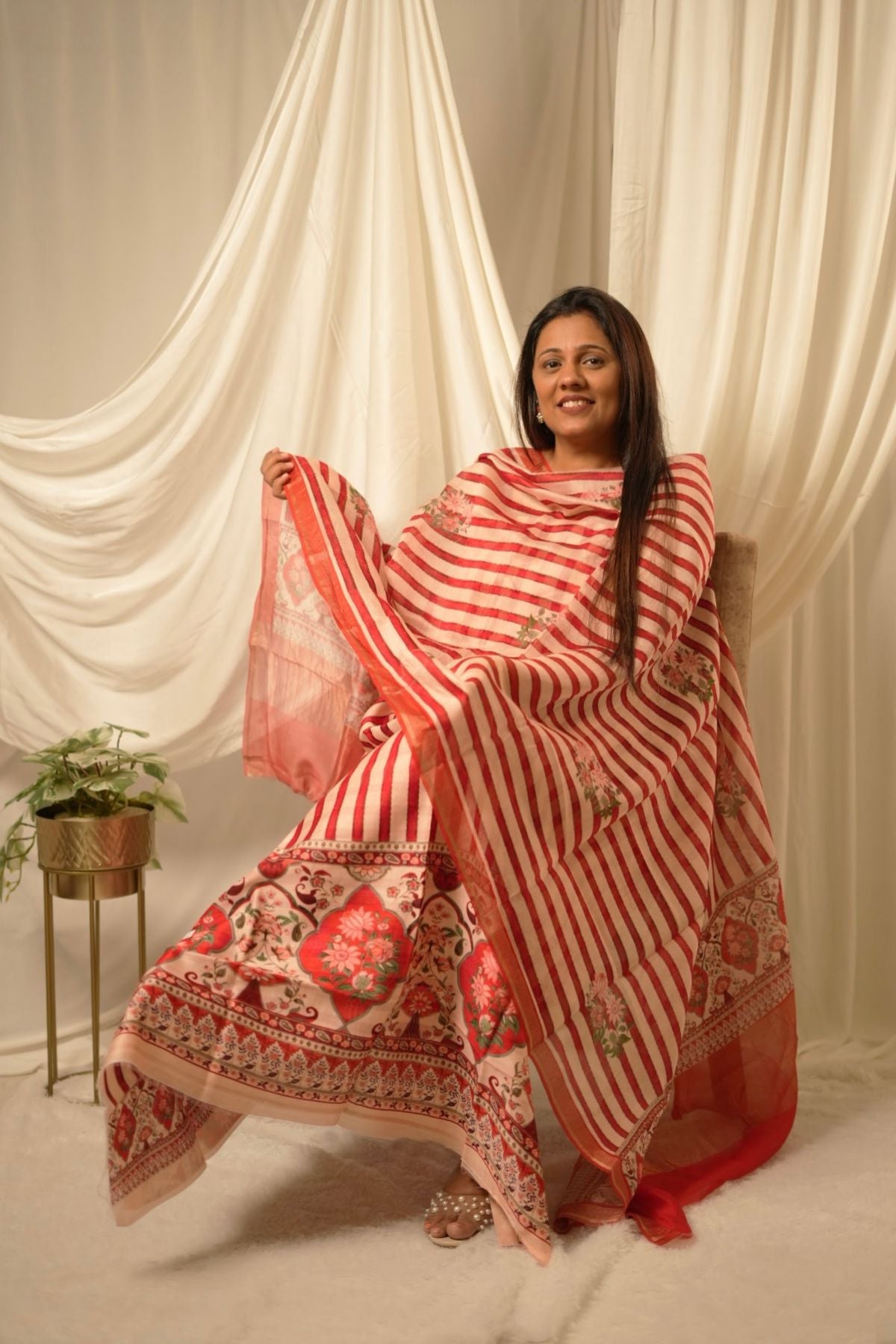 Red – Pure Chanderi Silk Digital Print Suit Set