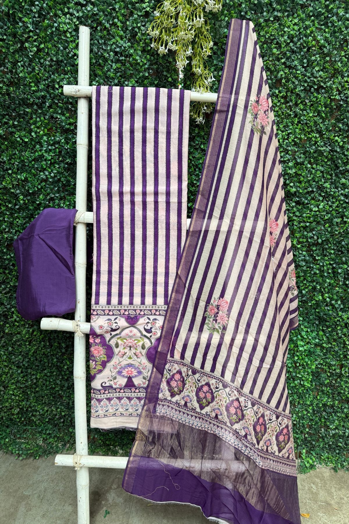 Purple – Pure Chanderi Silk Digital Print Suit Set