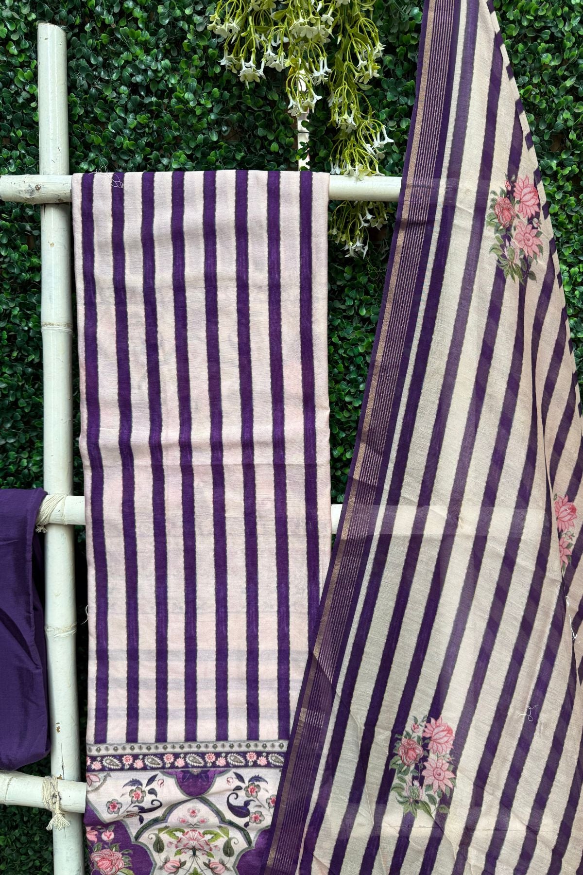 Purple – Pure Chanderi Silk Digital Print Suit Set