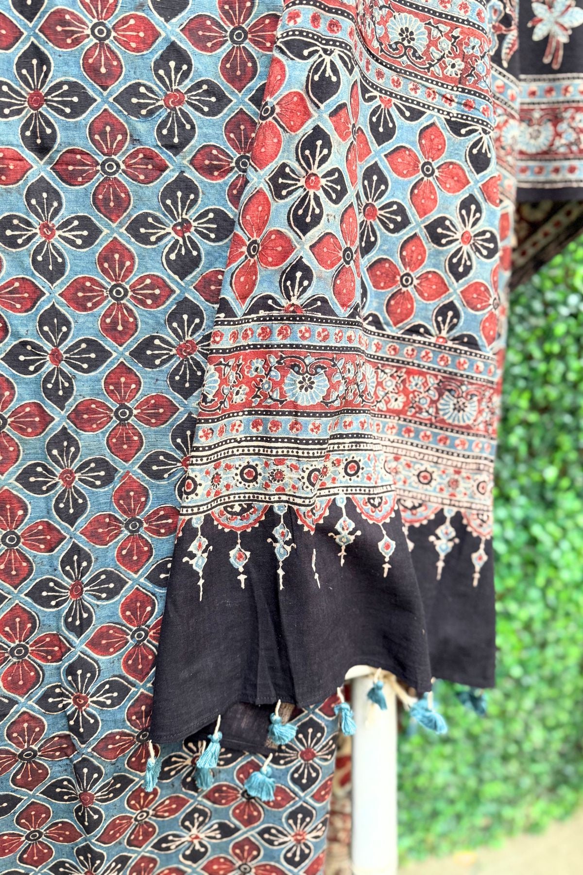 Black Ajrakh Linen Dress Suit