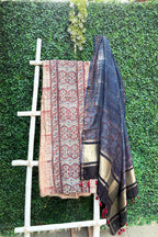 Cream Ajrakh Linen Dress Suit