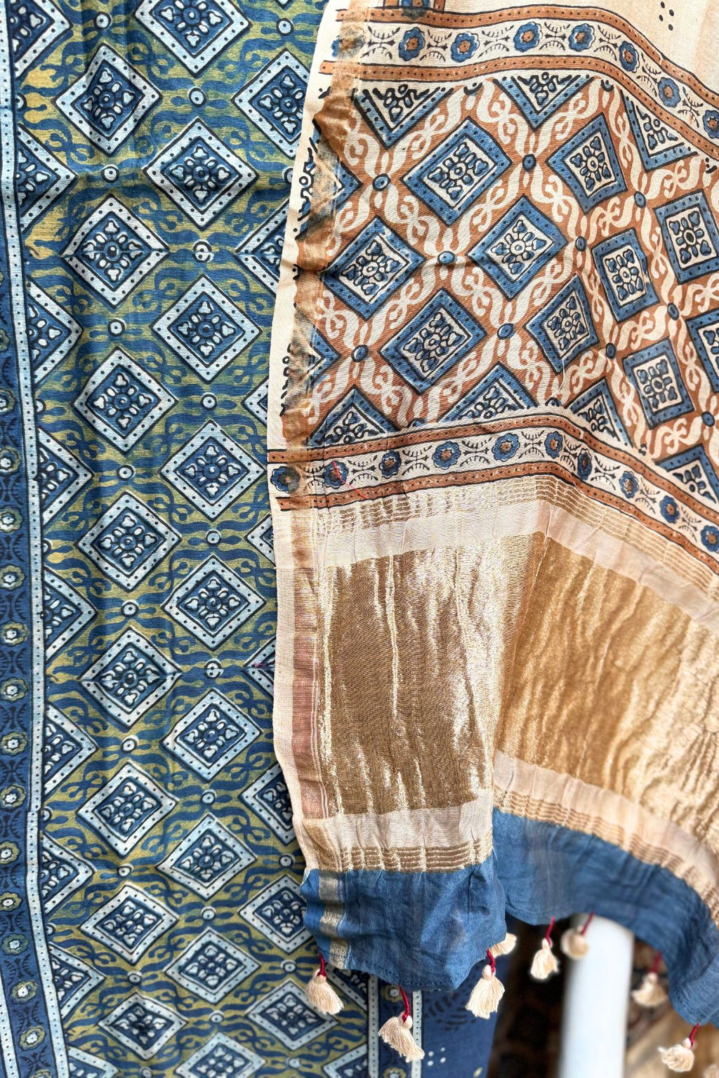Indigo Ajrakh Linen Dress Suit