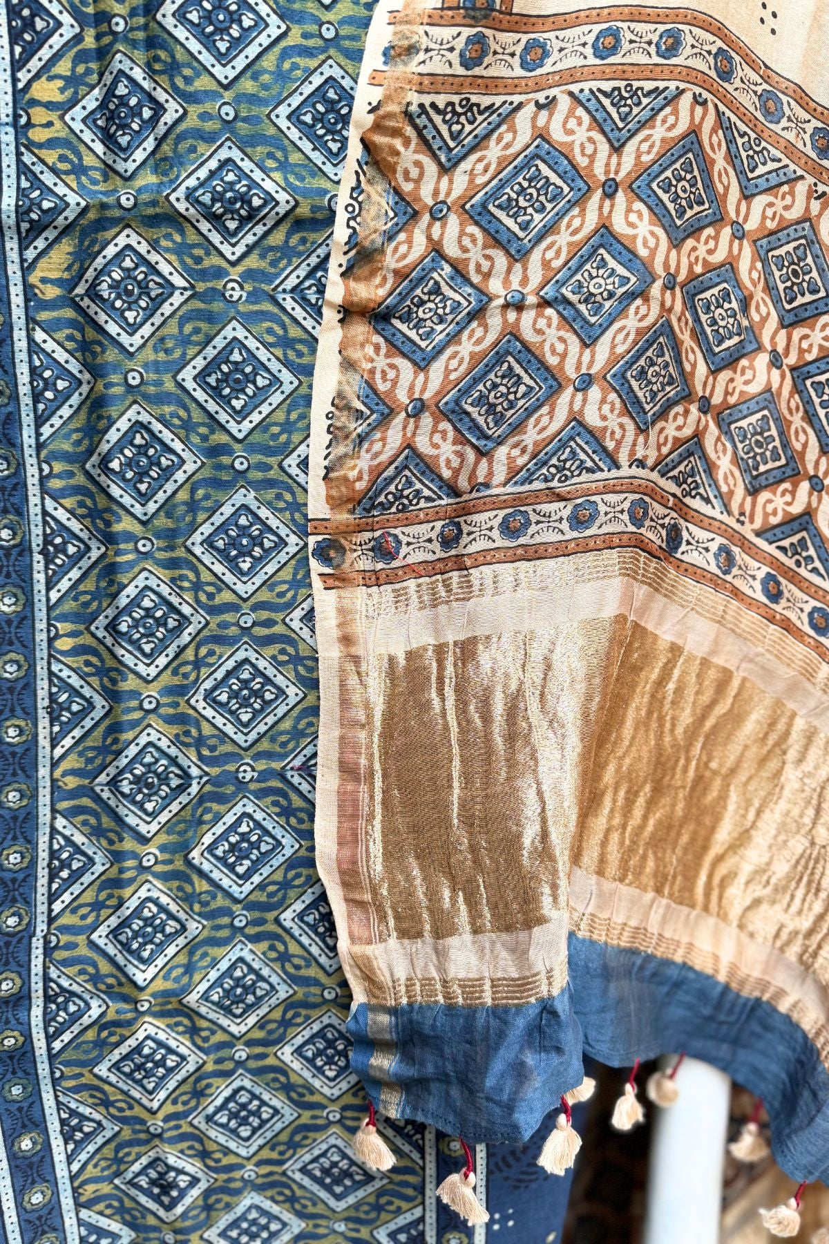 Indigo Ajrakh Linen Dress Suit
