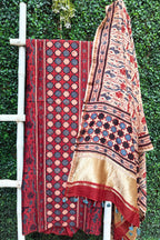 Brick Red Ajrakh Linen Dress Suit