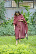 Maroon Ajrakh Chanderi Silk Dress Suit