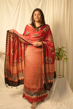 Maroon Ajrakh Satin Dress Suit