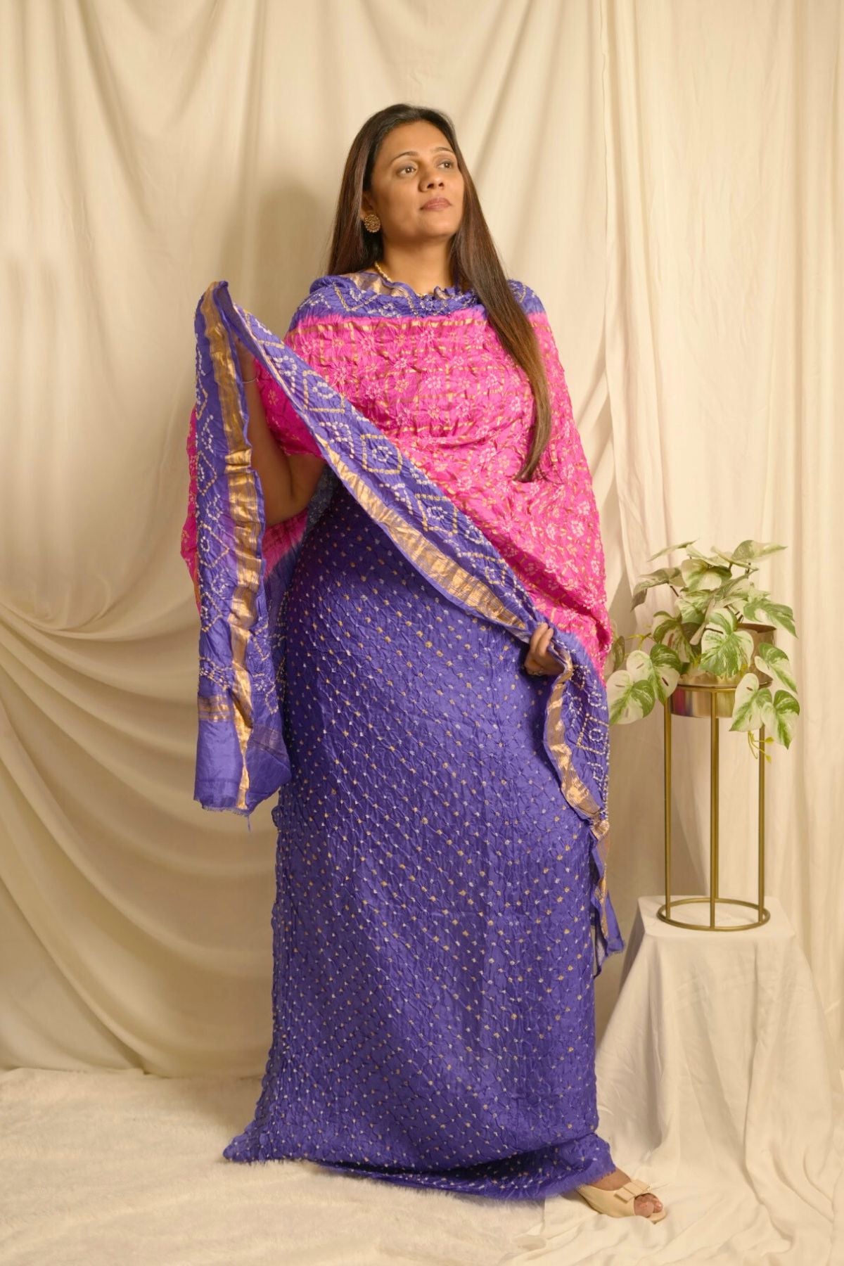 Royal Blue Bandhani – Pure Silk Garchola Suit Set