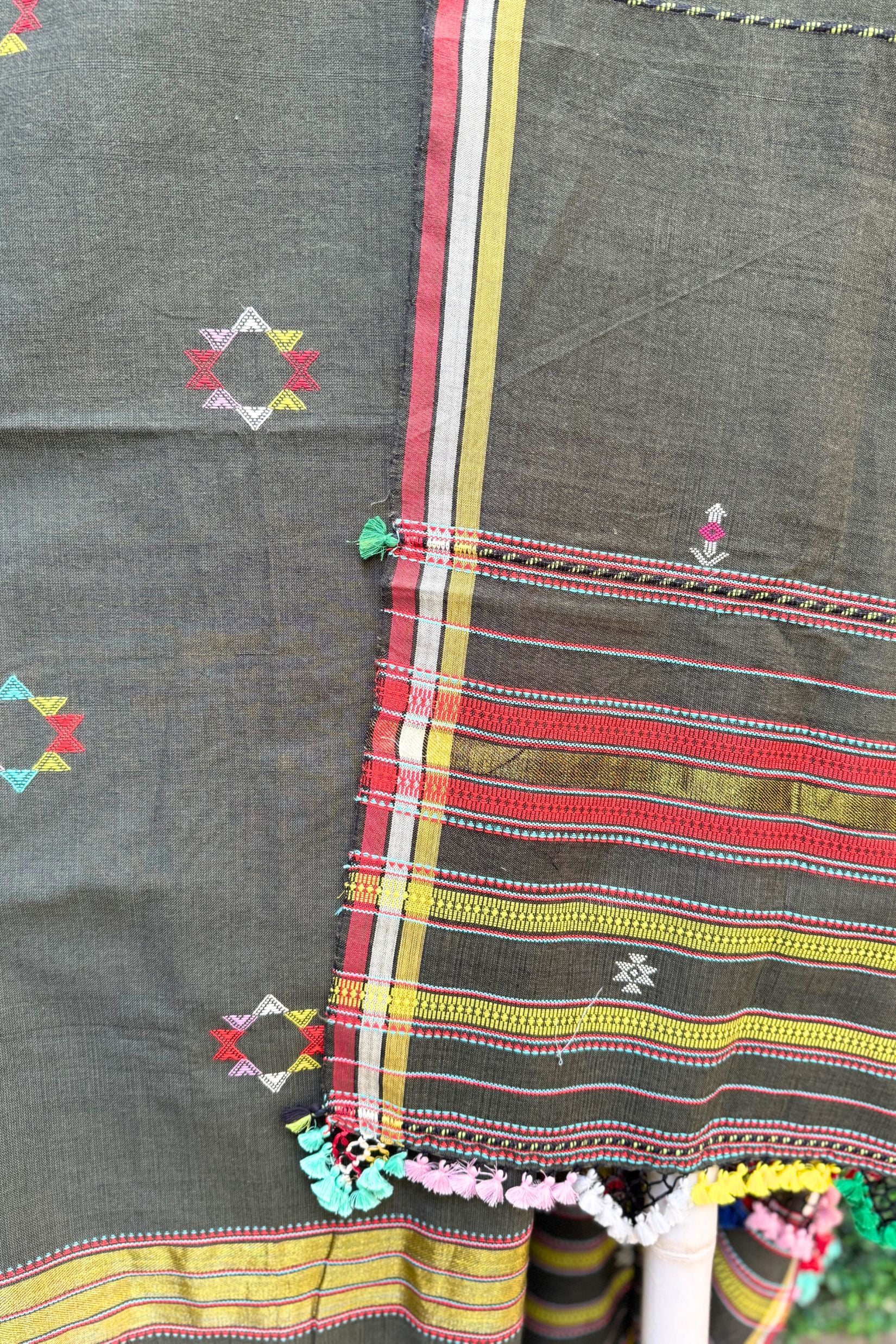 Mehendi Green-Golden Border Bhujodi Kala Handwoven Cotton Set