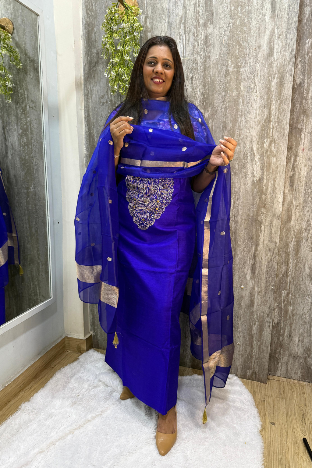 Pure Raw Silk Purple Banarasi Suit Set