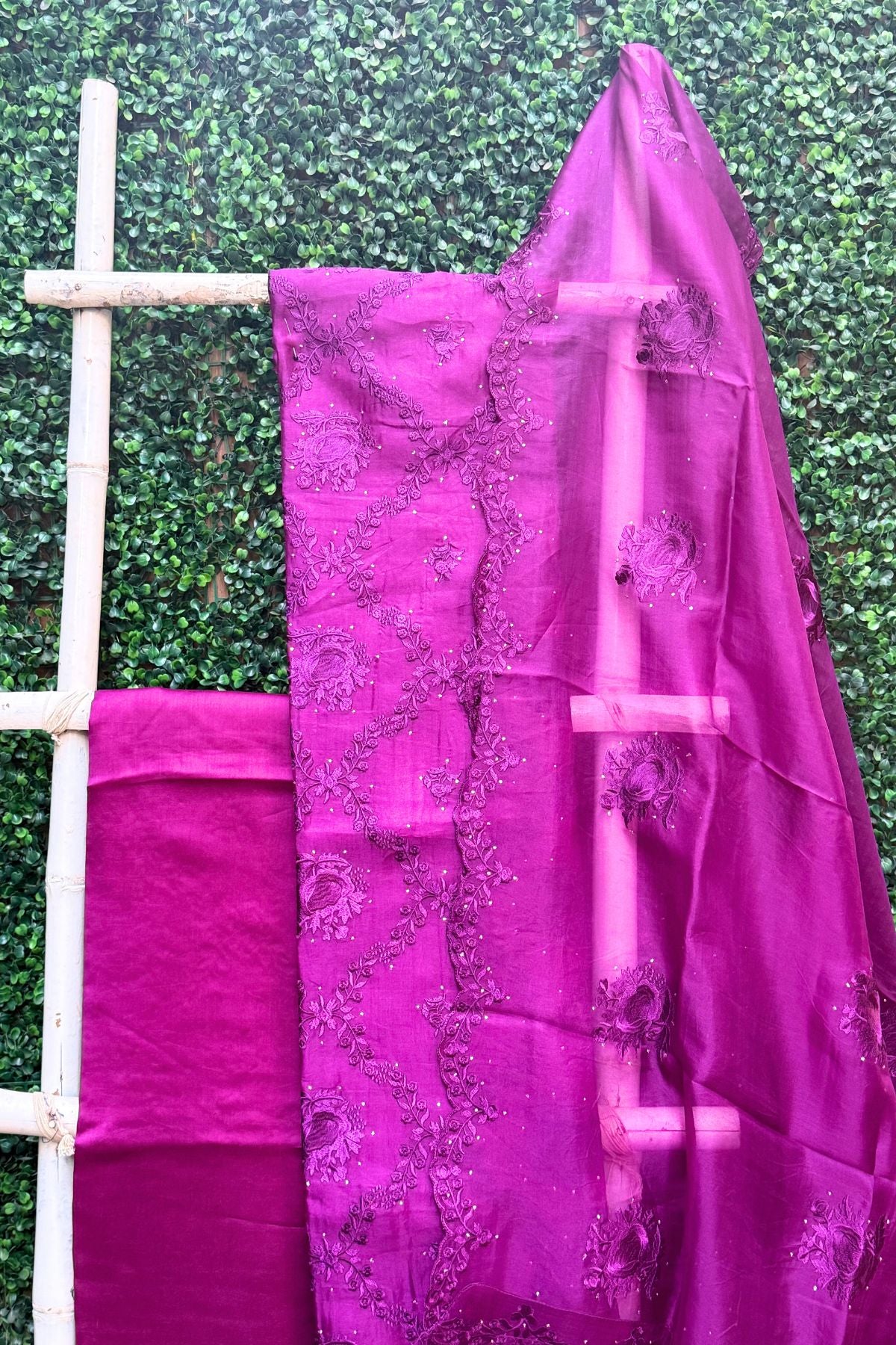 Royal Purple Parsi Grace – Pure Organza Suit Set