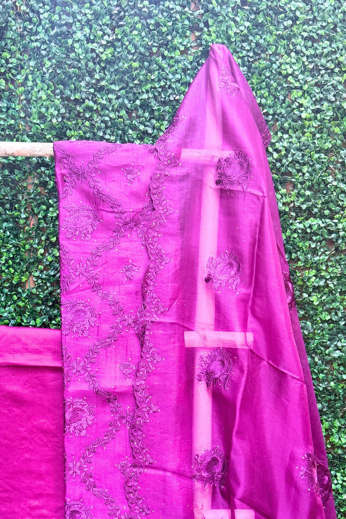 Royal Purple Parsi Grace – Pure Organza Suit Set