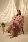 Pink Modal Satin Ajrakh Suit Set