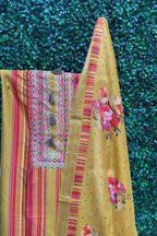Mango Yellow Maheshwari Silk Digital Floral Suit Set