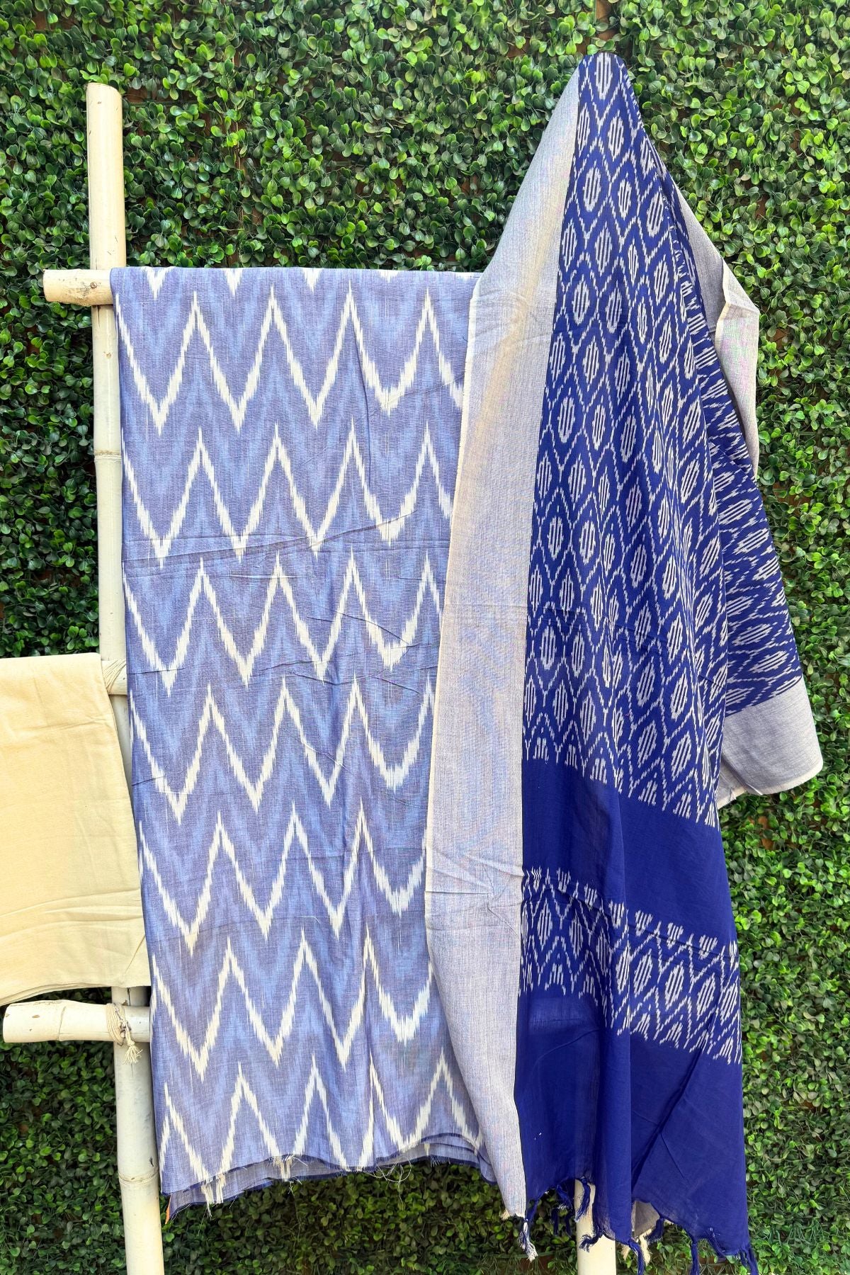 Handcrafted Ikkat Elegance – Light & Dark Sky Blue