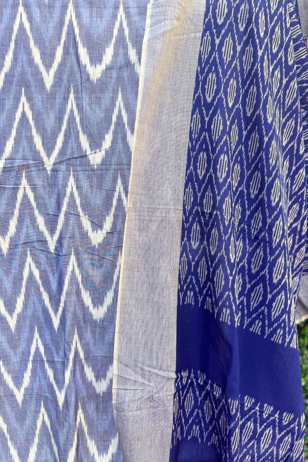 Handcrafted Ikkat Elegance – Light & Dark Sky Blue