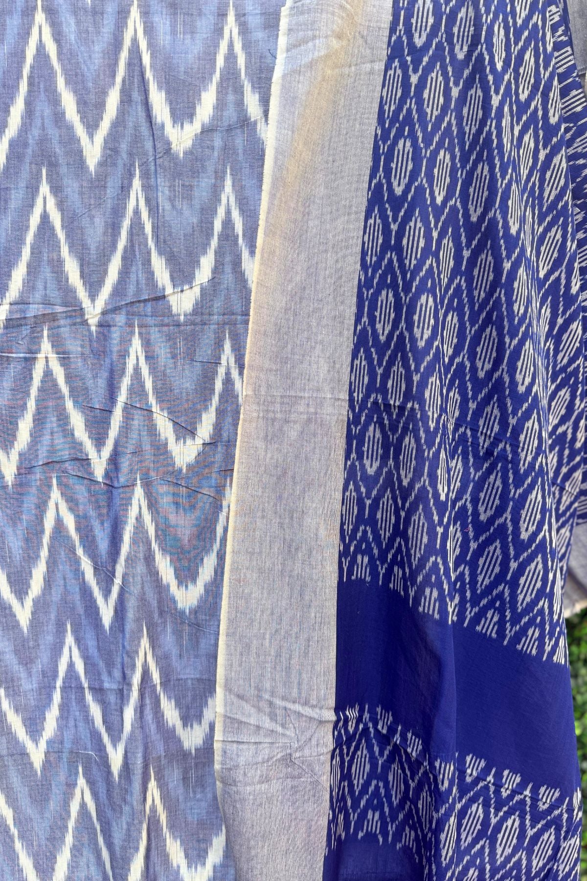 Handcrafted Ikkat Elegance – Light & Dark Sky Blue