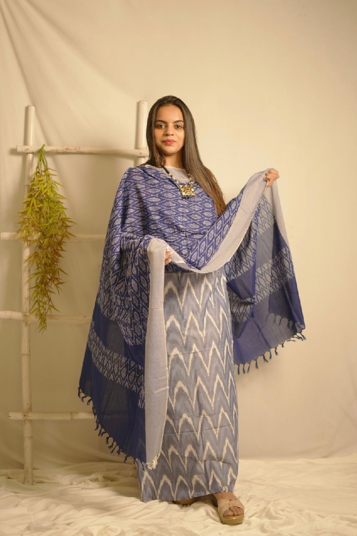 Handcrafted Ikkat Elegance – Light & Dark Sky Blue