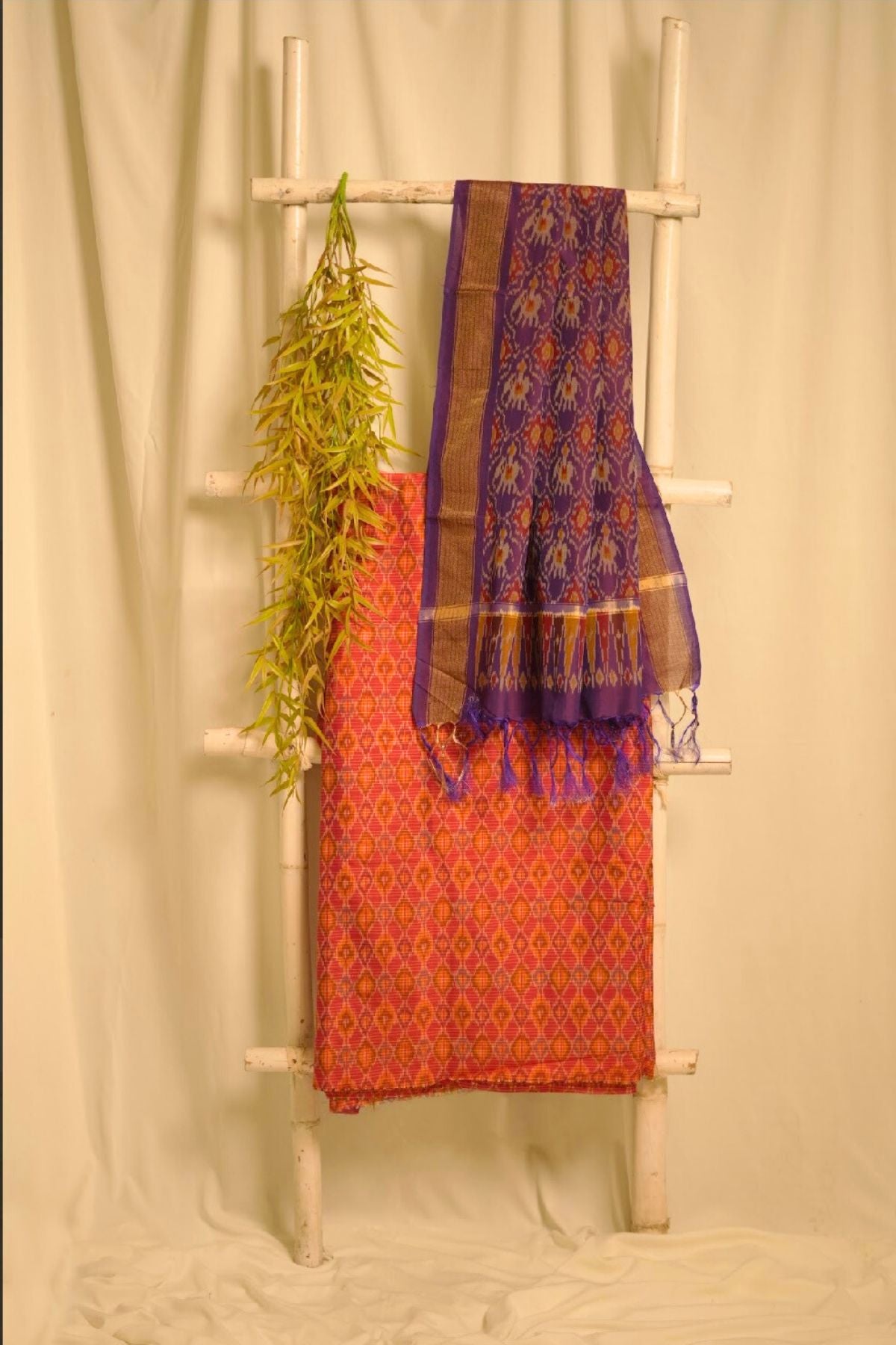 Handcrafted Sico Ikkat Elegance – Red & Purple