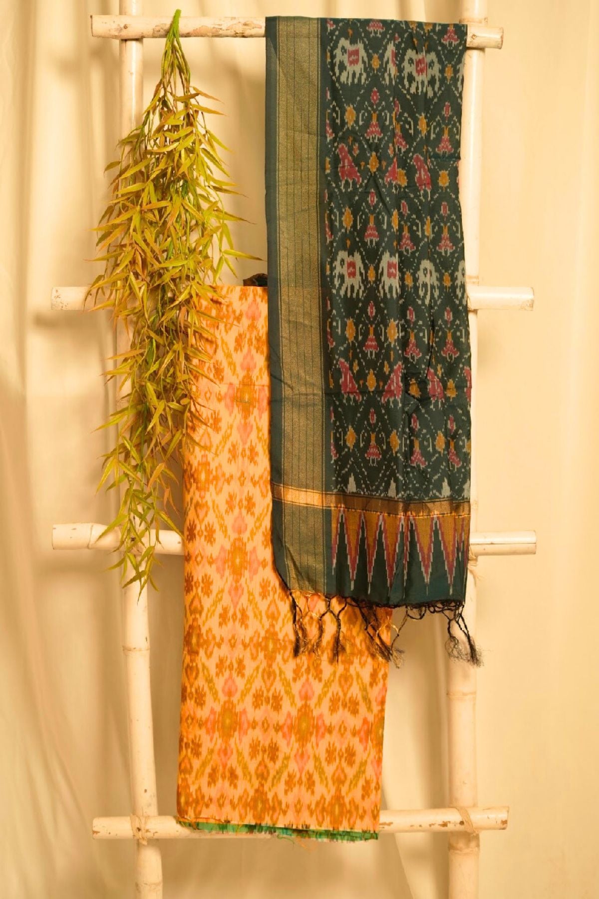 Handcrafted Sico Ikkat Elegance – Yellow & Green