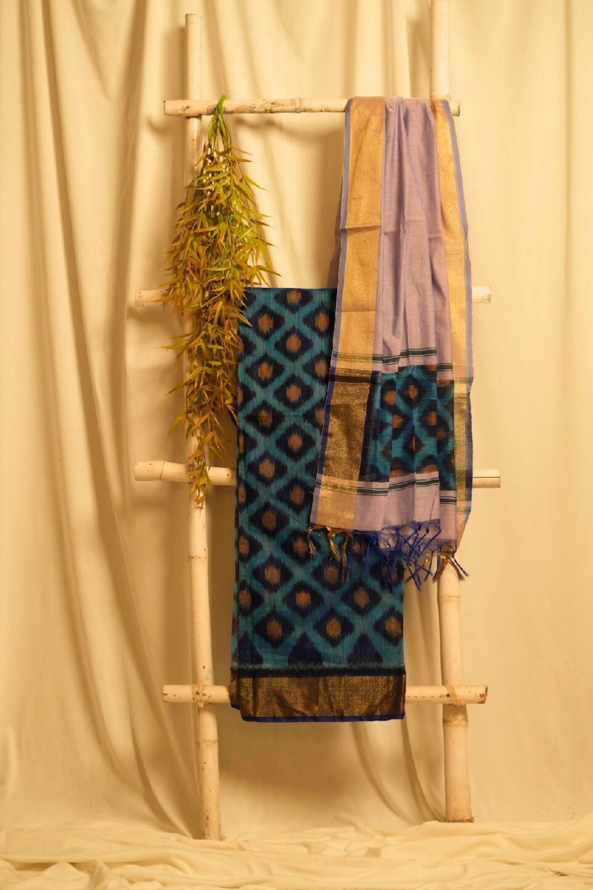 Handcrafted Sico Ikkat Elegance – Blue & Light Purple