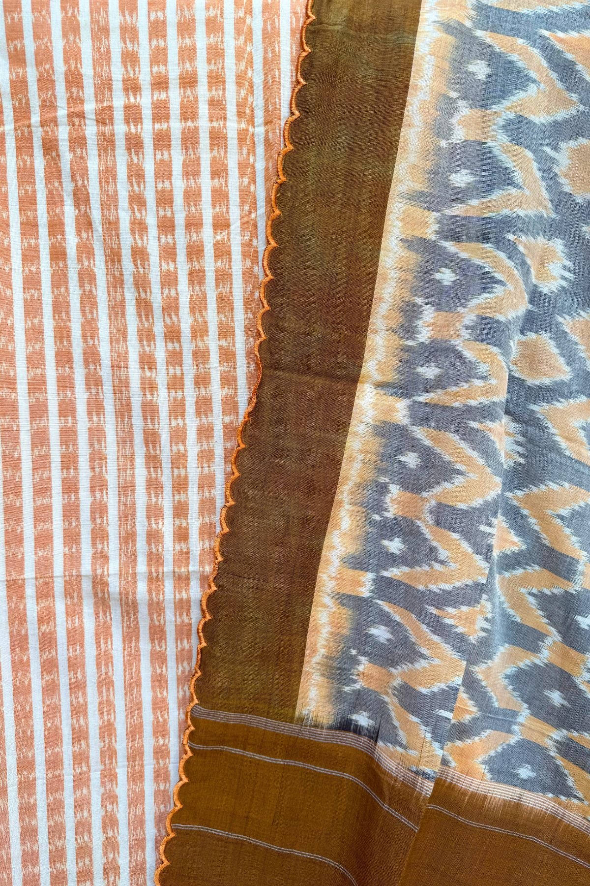 Handcrafted Ikkat Elegance – Yellow & Grey