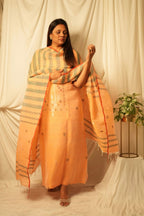 Peach Jamdani Linen Dress Suit