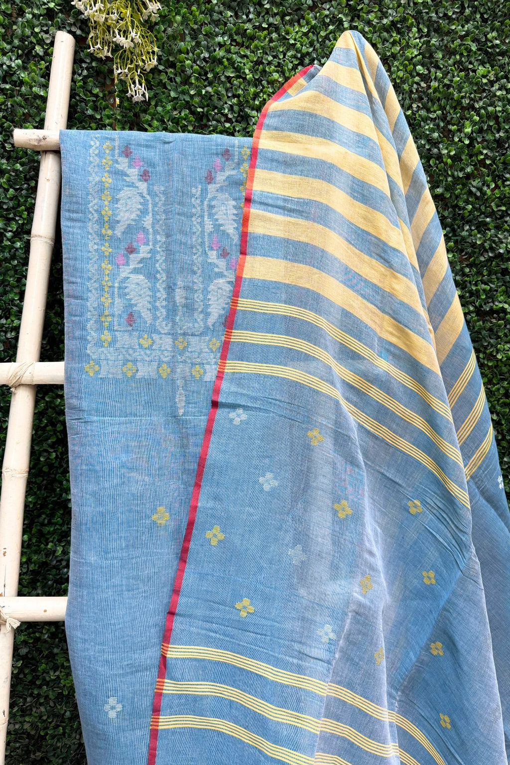 Sky Blue Jamdani Linen Dress Suit
