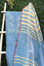 Sky Blue Jamdani Linen Dress Suit