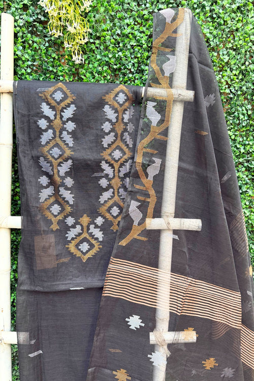 Black maslin Jamdani Dress Suit