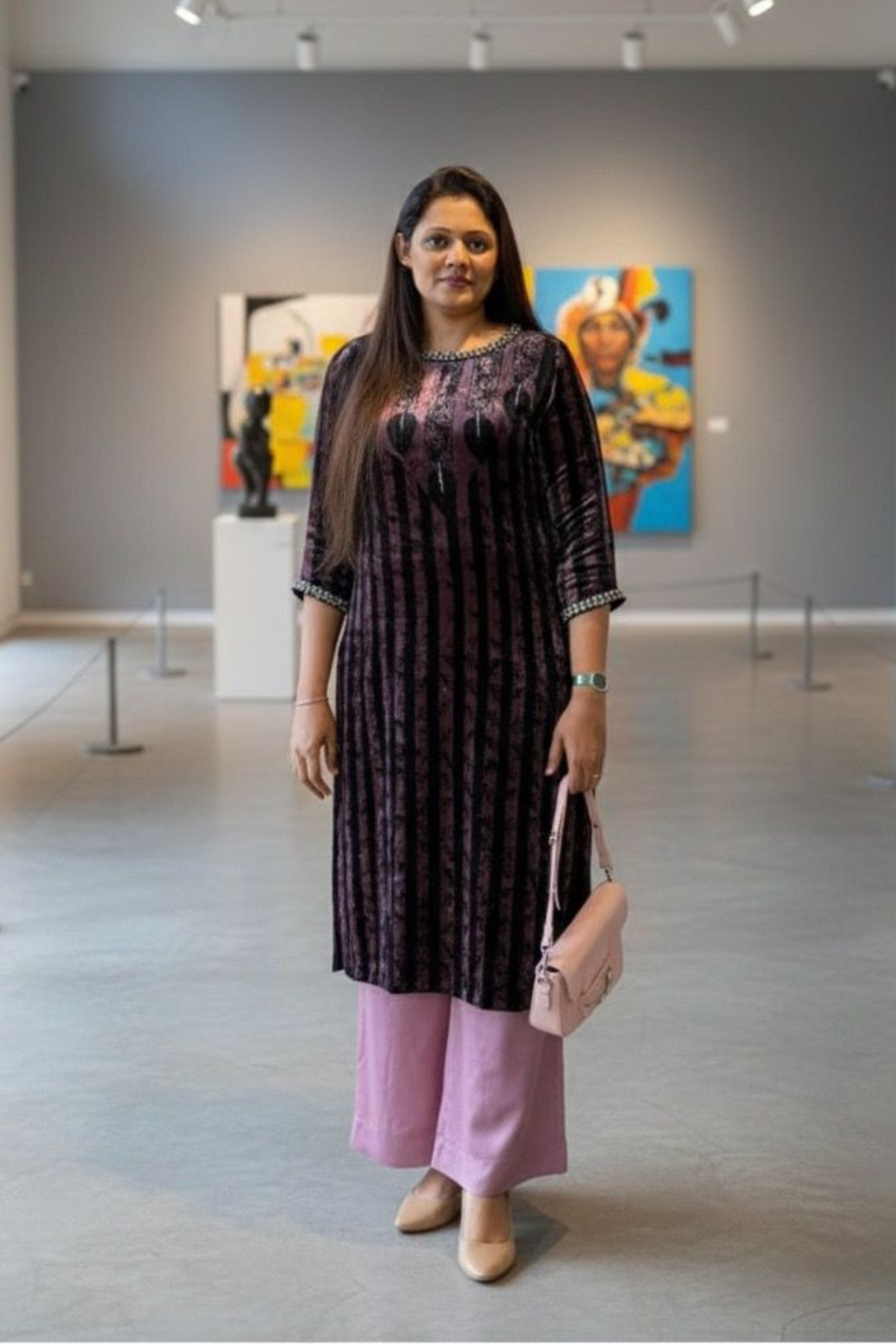 Pure Soft Velvet Ajrakh Neck-Design Kurta Material – 2.5 Meter