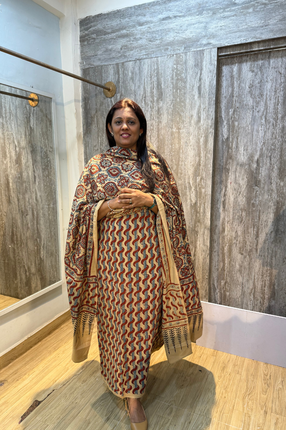 Pure Natural Cotton Ajrakh Dye Suit – Design 9