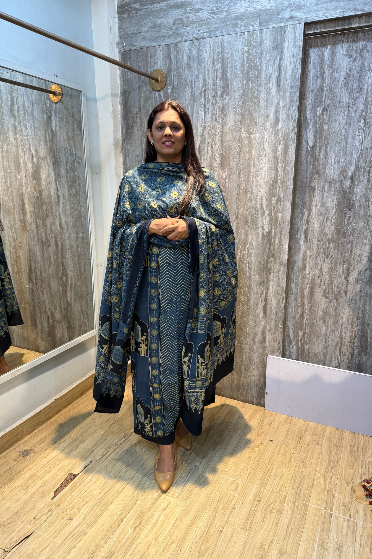 Pure Natural Cotton Ajrakh Dye Suit – Design 8