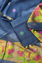 Jayshree Linen Jamdani 2 Pc Set – Persian Blue