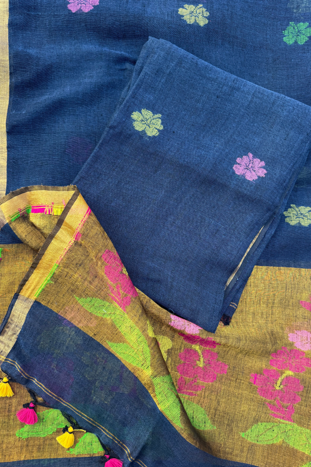 Jayshree Linen Jamdani 2 Pc Set – Persian Blue