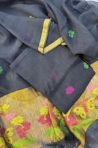 Jayshree Linen Jamdani 2 Pc Set – Black