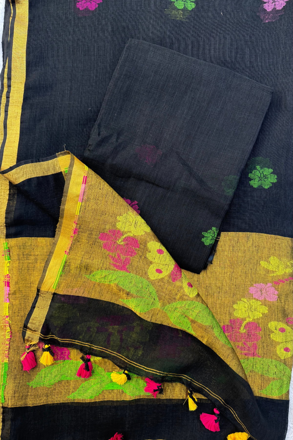 Jayshree Linen Jamdani 2 Pc Set – Black