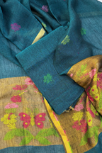 Jayshree Linen Jamdani 2 Pc Set – Greenish Blue