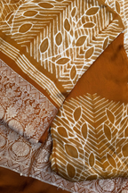 Pure Needle Shibori 3 Pc Suit with Lagadi Patta Border – Ochre