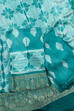 Pure Needle Shibori 3 Pc Suit with Lagadi Patta Border – Sea Green