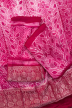 Pure Needle Shibori 3 Pc Suit with Lagadi Patta Border – Rani Pink