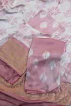 Pure Needle Shibori 3 Pc Suit with Lagadi Patta Border – Light Baby Pink