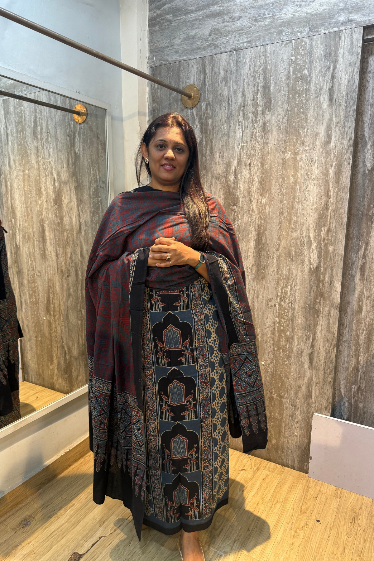 Pure Natural Cotton Ajrakh Dye Suit – Design 2