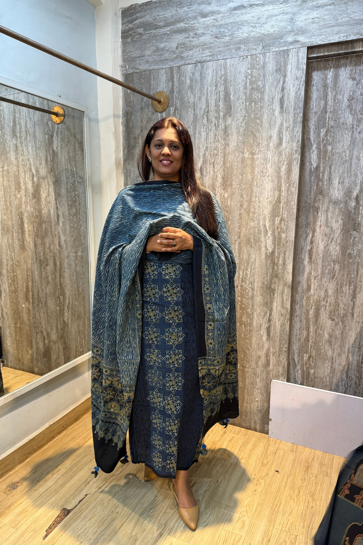 Pure Natural Cotton Ajrakh Dye Suit – Design 3