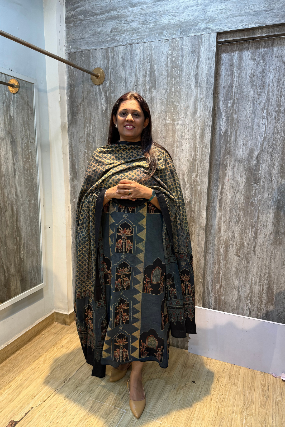 Pure Natural Cotton Ajrakh Dye Suit – Design 4