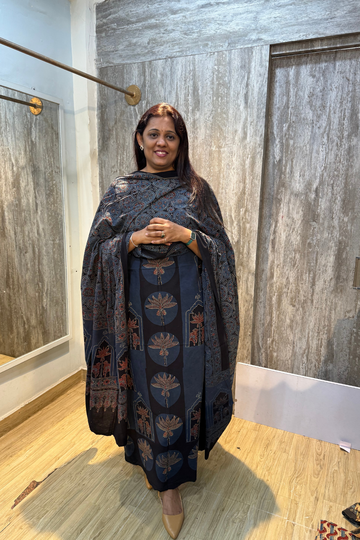 Pure Natural Cotton Ajrakh Dye Suit – Design 6