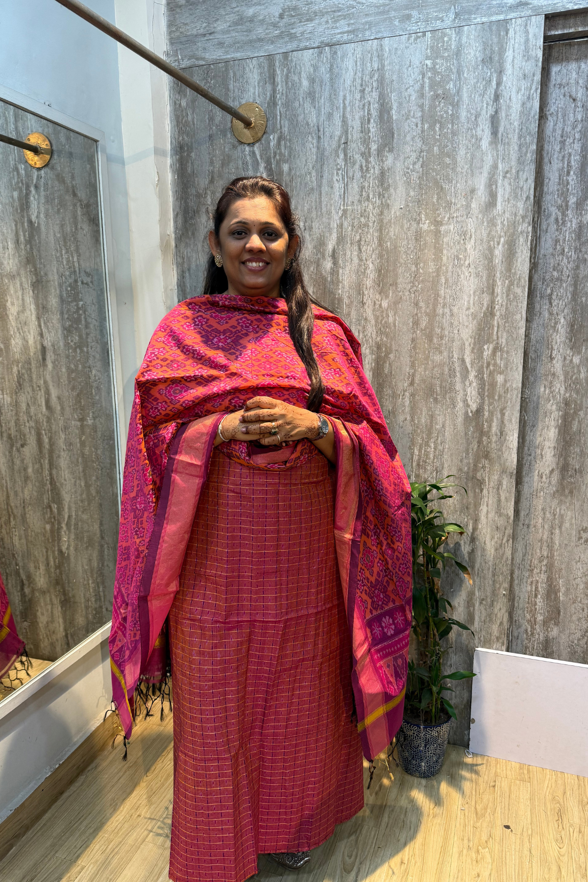 Sicco Ikkat Patola Premium 2-Piece Suit Set – Orange