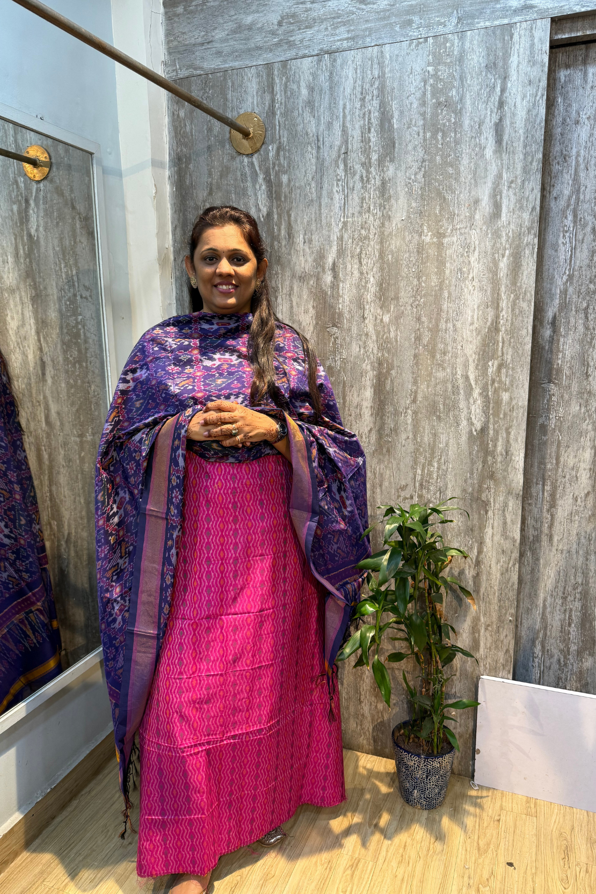 Sicco Ikkat Patola Premium 2-Piece Suit Set – Pink & Purple