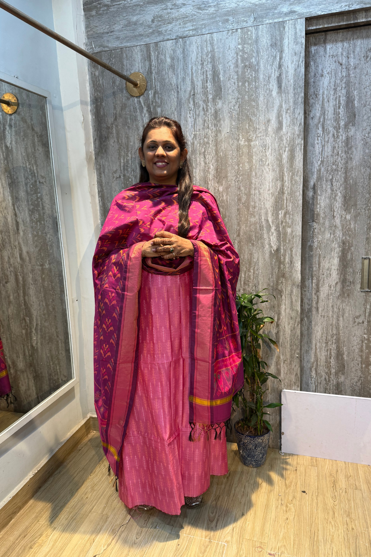 Sicco Ikkat Patola Premium 2-Piece Suit Set – Pink